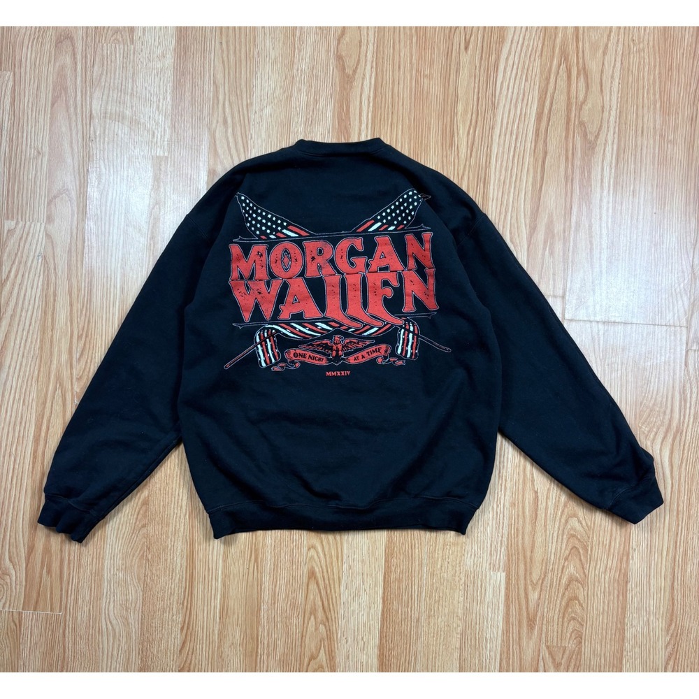 Morgan Wallen One Night At A Time 2024 Tour Sweatshirt Black Mens Medium